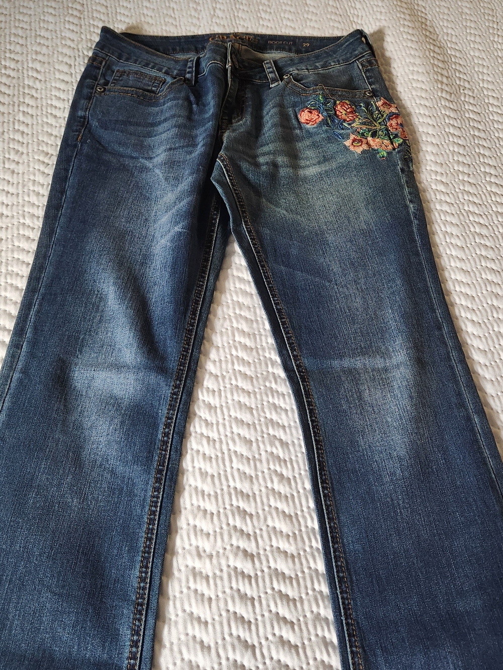 Grace In LA Bootcut Jeans with Floral Embroidery Size 29